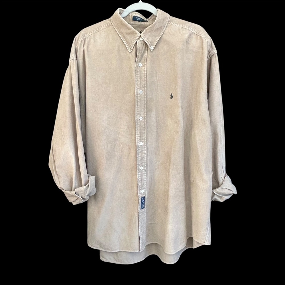 Ralph Lauren Tan Corduroy XXL Button Down Shirt Beige Workwear Preppy Western